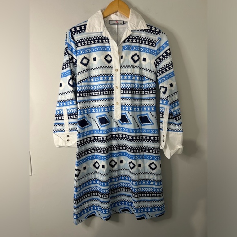 CK Bradley CKB Blue White‎ Printed Button Front Dress